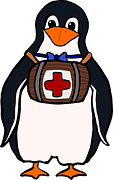 Pingouin avec une potion de secours